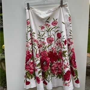 Kate Hill White and Pink Maxi A-Line Skirt